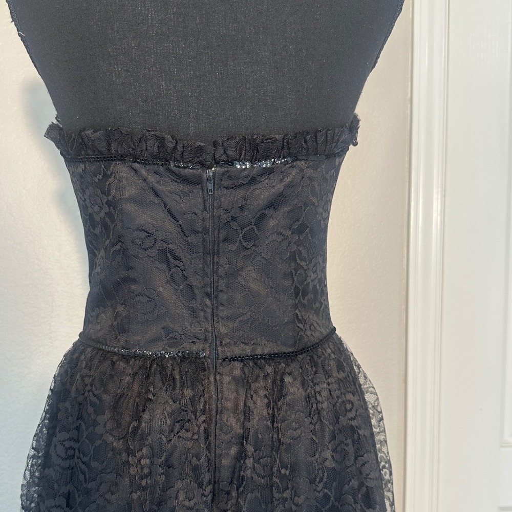 Gunne‎ Sax Y2K VTG Black Lace Gothic Corset Style Strapless Formal Dress Size 9 - Picture 3 of 16